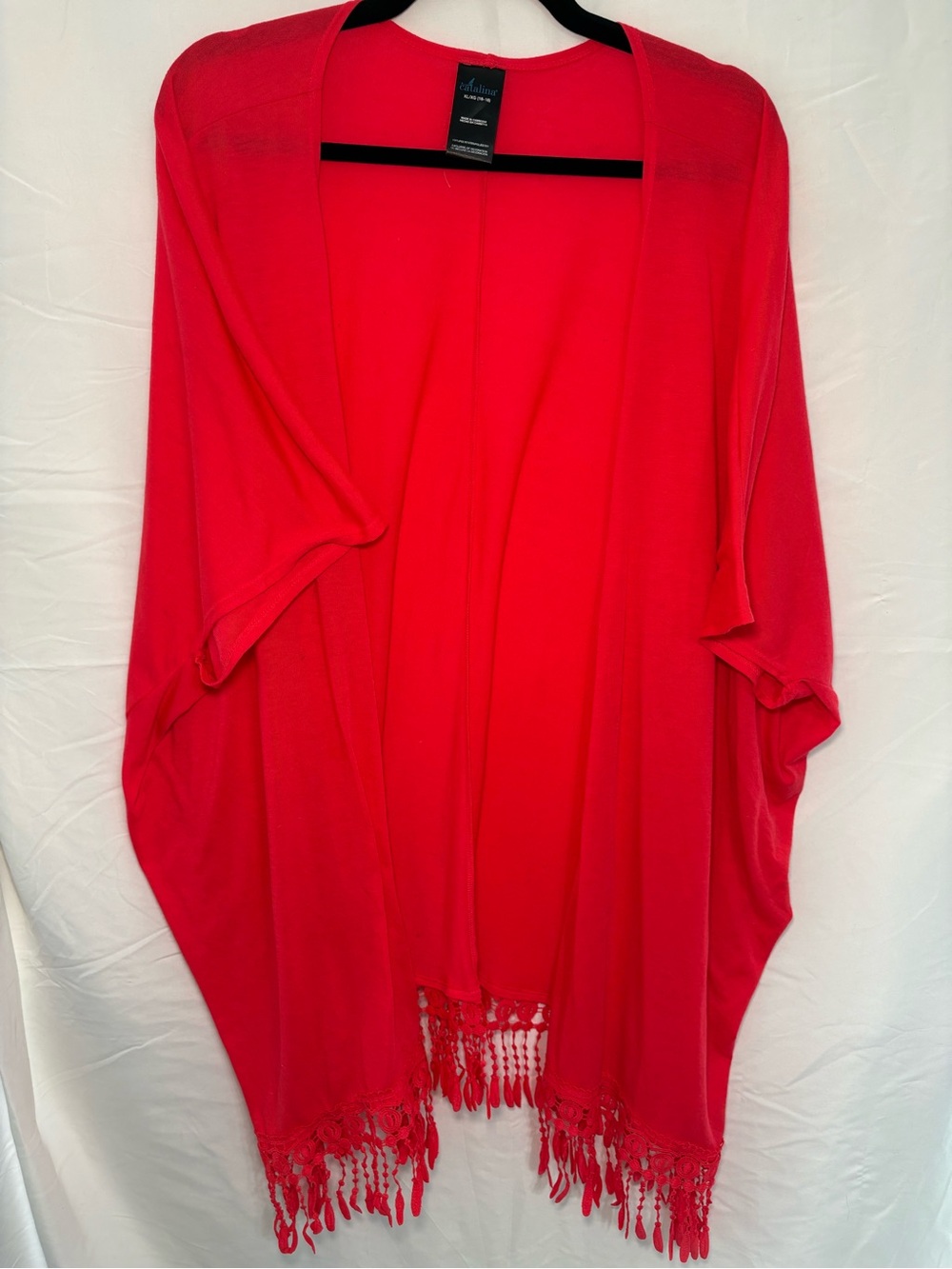 Catalina Bright Coral Fringe Coverup
